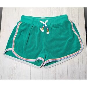 Boden Girls Green Terry Cloth Rainbow Stripe Dolphin Shorts Kids Size 9Y 134cm
